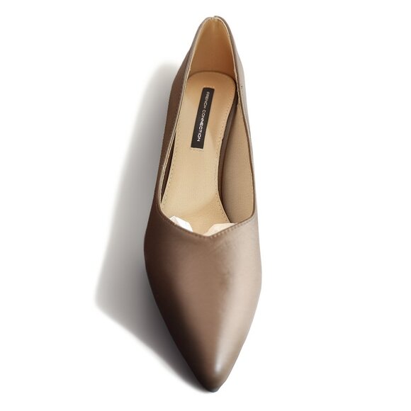 french Connection Women's Pointy Anny Heels Shoes Brown Leather Size 8 - Picture 1 of 2